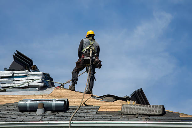 Professional Gutter Installation technician working in Montesano, WA